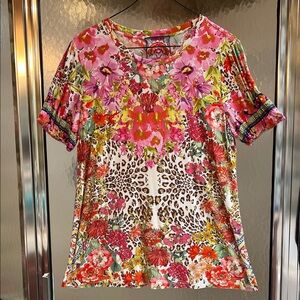 Colorful Floral and Leopard Print Women's Top never worn no tags.